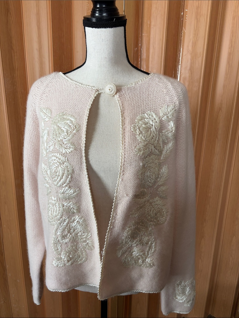 SML Sport Pale Pink Embroidered Open-Front Cardigan
